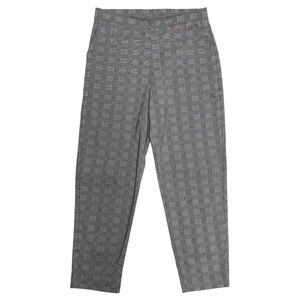 Clara Sun Woo Black White Glen Plaid Pull On Straight Leg Cropped Pants Small